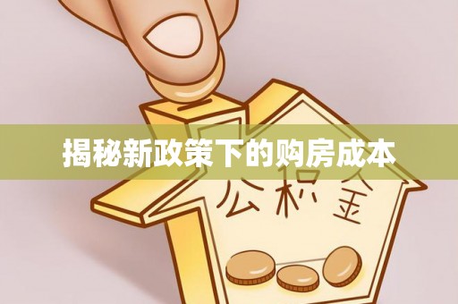 钦南揭秘新政策下的购房成本